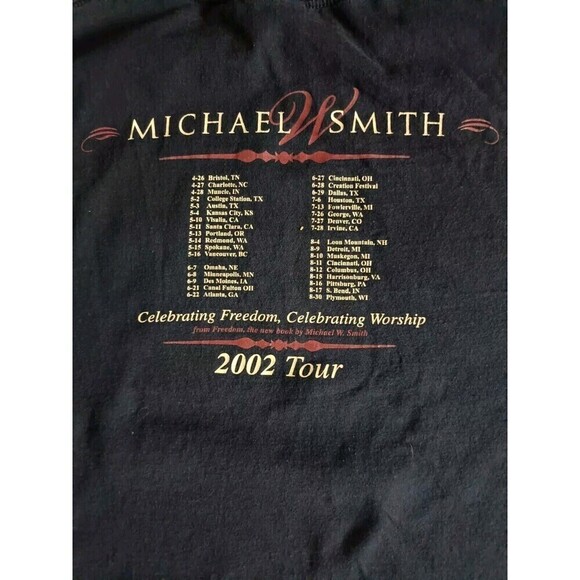 Michael W Smith Tour T-Shirt Men's Large American Flag Graphic Black Vintage - Picture 6 of 8